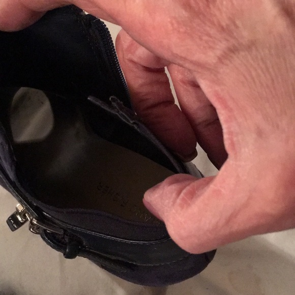 Dark Blue Suede Peep toed booties - Picture 8 of 8